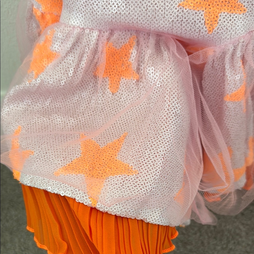 Girls' Pink and Orange Star Dress - Picture 3 of 4